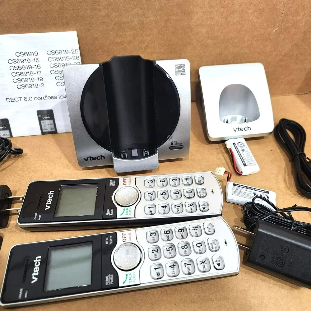 VTech‎ CS6919-2 DECT 6.0 Cordless Phone 2 Handsets Caller ID Call Waiting Silver